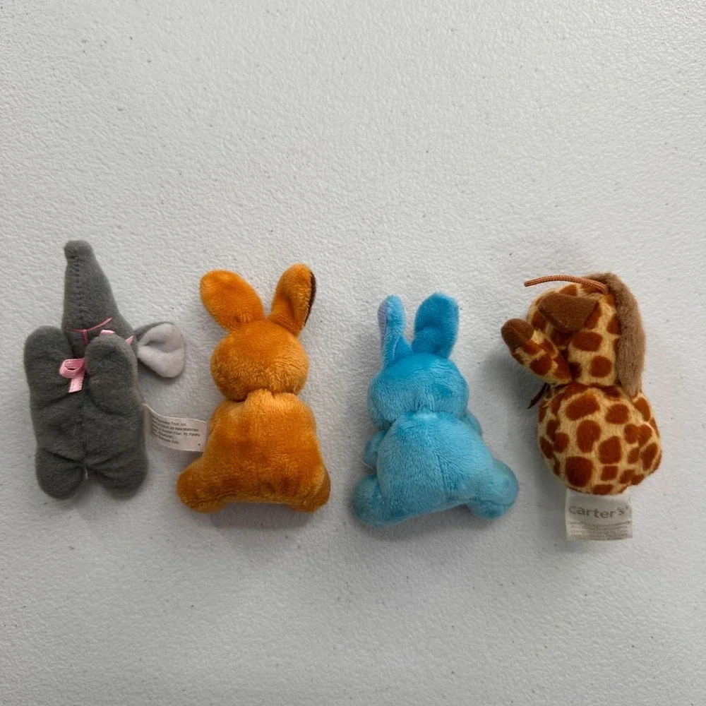 Set‎ Of 4 Carters & Playmates Toys Plush Animals - Elephant Giraffe Bunnies Set